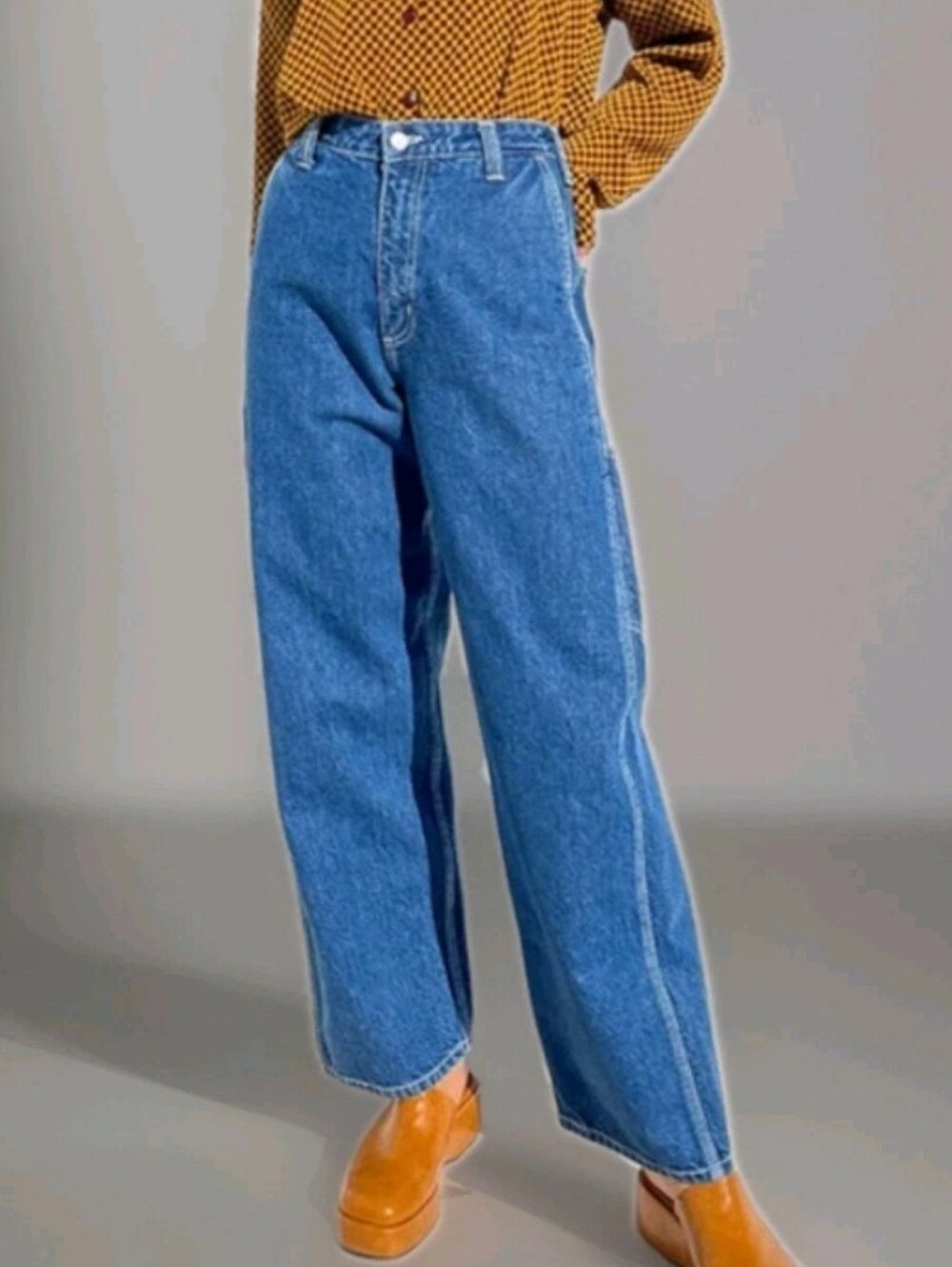 Lisa Says Gah Woman 8 Wide Leg Jeans Indigo Stone Washed Rigid Denim 30/30" Nwt - Picture 2 of 11